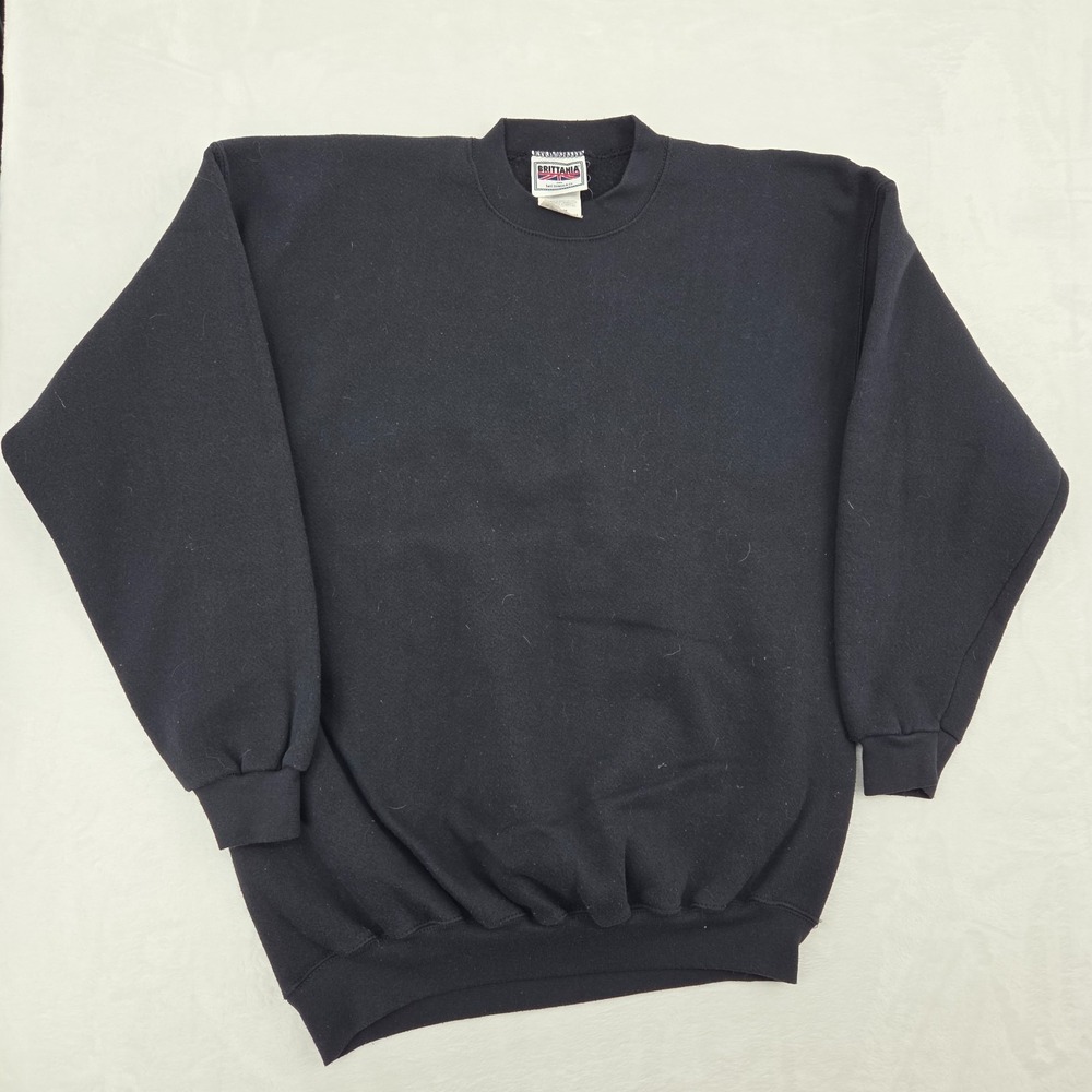 VTG Brittania Sweatshirt Mens XL Black Blank Levis Strauss & Co. Crewneck 90s